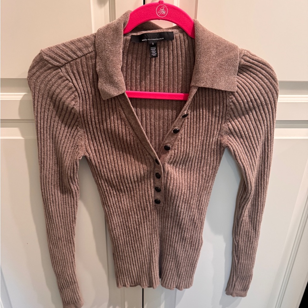 White House Black Market Ribbed Brown Cardigan